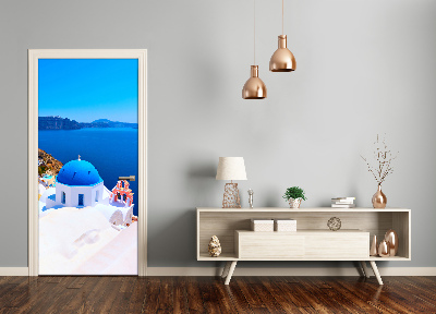 Self-adhesive door wallpaper Santorini greece