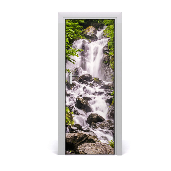 Self-adhesive door wallpaper Waterfall in the forest