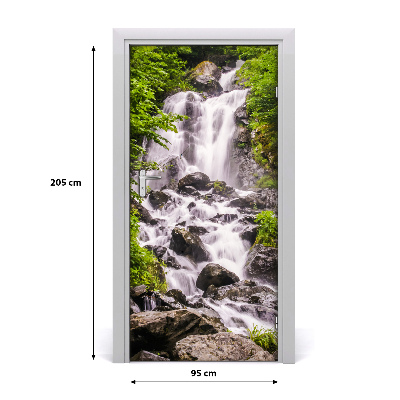 Self-adhesive door wallpaper Waterfall in the forest