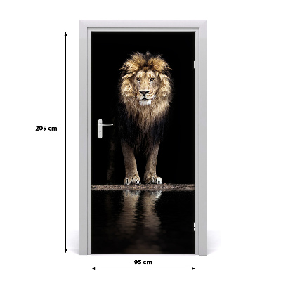 Self-adhesive door sticker Wall portrait of a lion