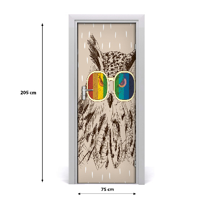 Self-adhesive door sticker Owls in glasses