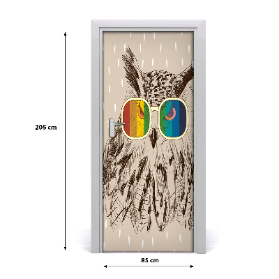 Self-adhesive door sticker Owls in glasses