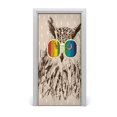 Self-adhesive door sticker Owls in glasses