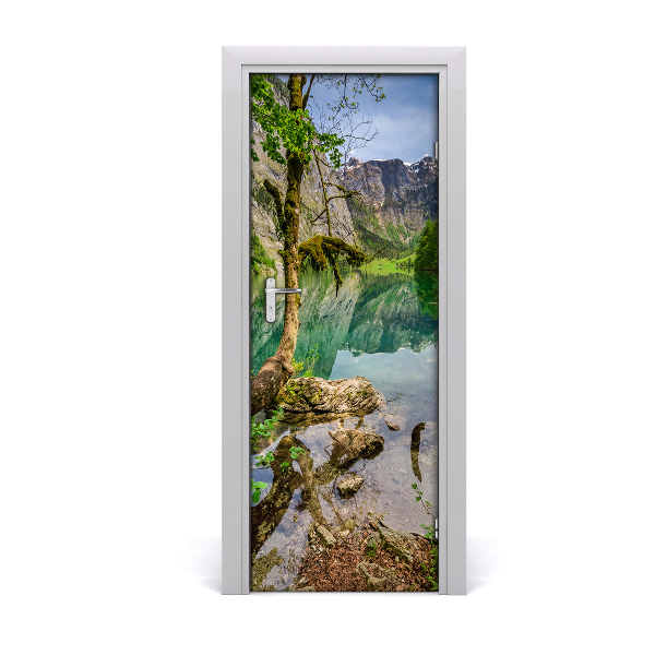 Self-adhesive door sticker Lake in the mountains