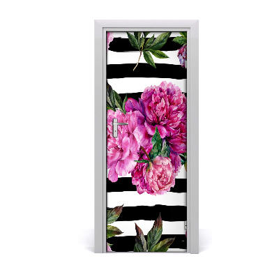 Self-adhesive door wallpaper Peonies