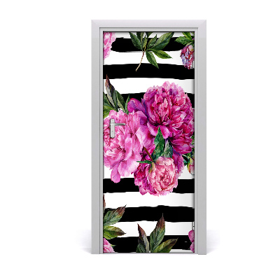 Self-adhesive door wallpaper Peonies