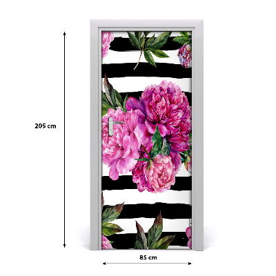 Self-adhesive door wallpaper Peonies