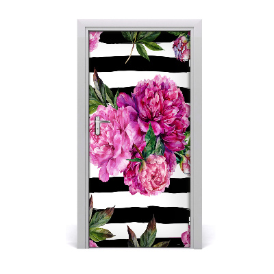 Self-adhesive door wallpaper Peonies