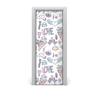 Self-adhesive door sticker Romantic pattern