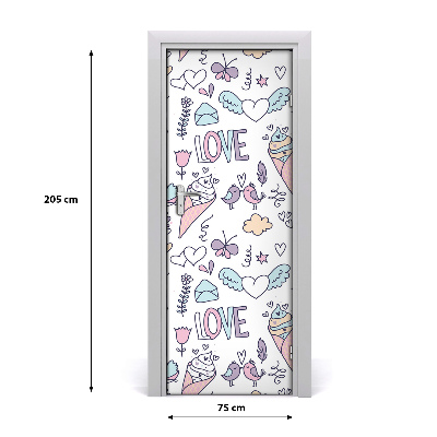 Self-adhesive door sticker Romantic pattern