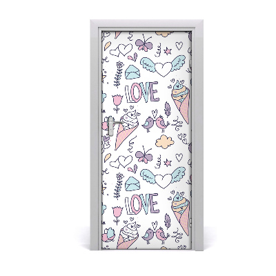 Self-adhesive door sticker Romantic pattern