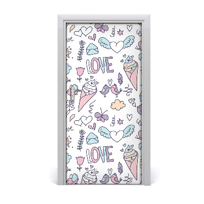 Self-adhesive door sticker Romantic pattern