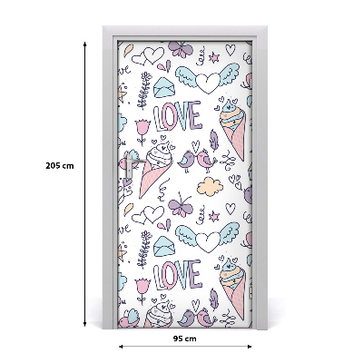 Self-adhesive door sticker Romantic pattern