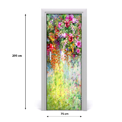 Door adhesive Colorful flowers