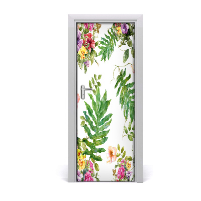 Self-adhesive door veneer Tropical flowers