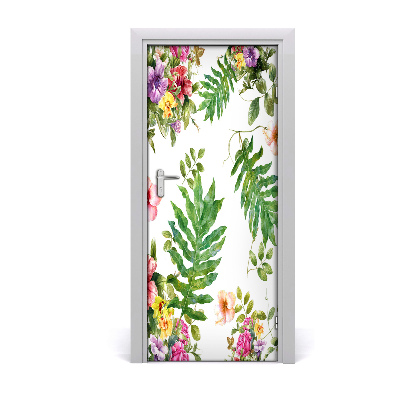 Self-adhesive door veneer Tropical flowers