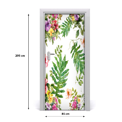 Self-adhesive door veneer Tropical flowers