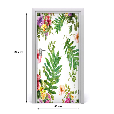 Self-adhesive door veneer Tropical flowers