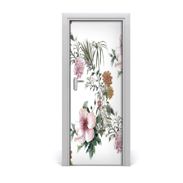 Self-adhesive door veneer Tropical flowers