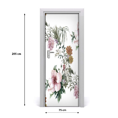 Self-adhesive door veneer Tropical flowers