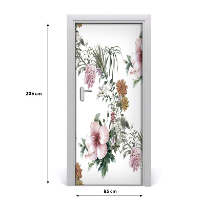 Self-adhesive door veneer Tropical flowers