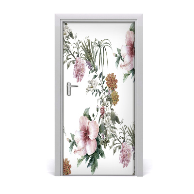 Self-adhesive door veneer Tropical flowers