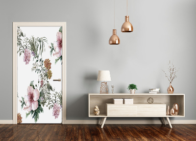 Self-adhesive door veneer Tropical flowers