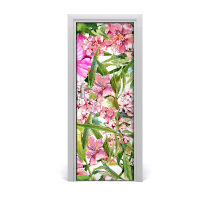 Self-adhesive door veneer Tropical flowers