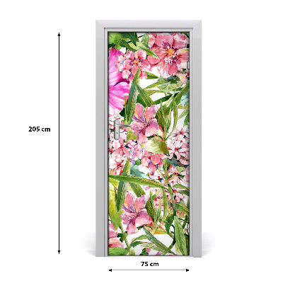 Self-adhesive door veneer Tropical flowers