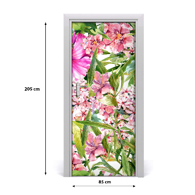 Self-adhesive door veneer Tropical flowers