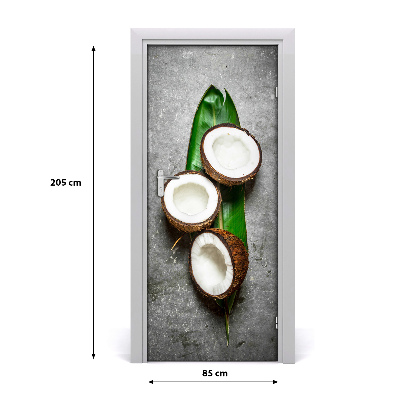 Self-adhesive door sticker Coconut on the leaf