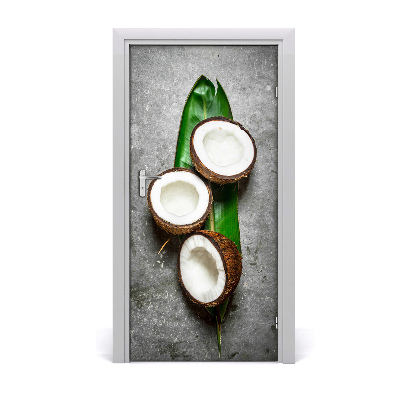 Self-adhesive door sticker Coconut on the leaf