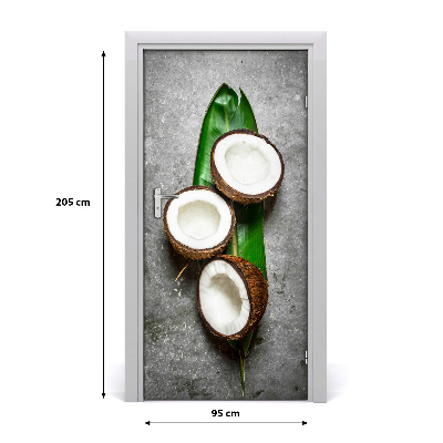 Self-adhesive door sticker Coconut on the leaf