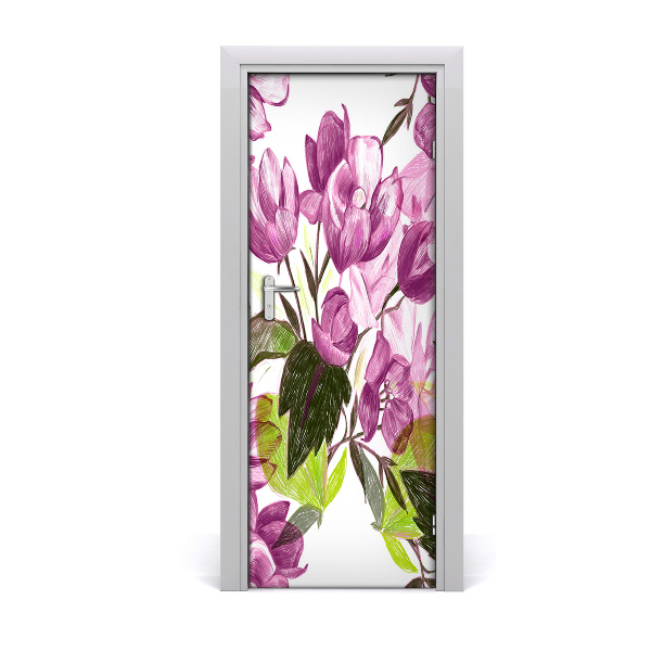 Self-adhesive door veneer Violet flowers