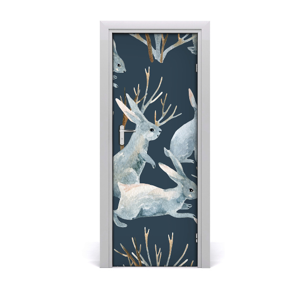 Self-adhesive door sticker The wall of rabbits