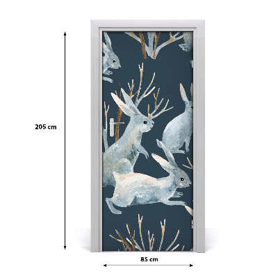 Self-adhesive door sticker The wall of rabbits