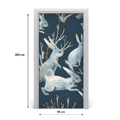 Self-adhesive door sticker The wall of rabbits