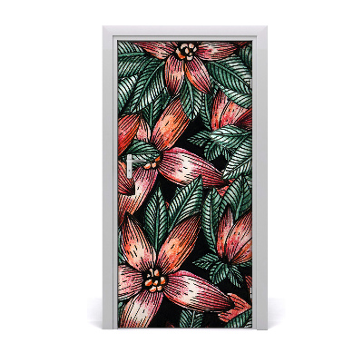 Self-adhesive door veneer Tropical flowers