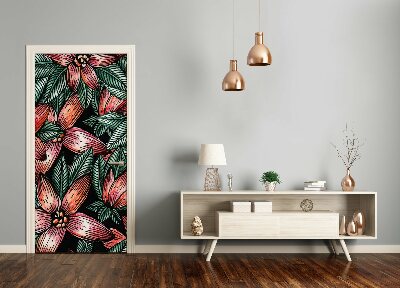 Self-adhesive door veneer Tropical flowers