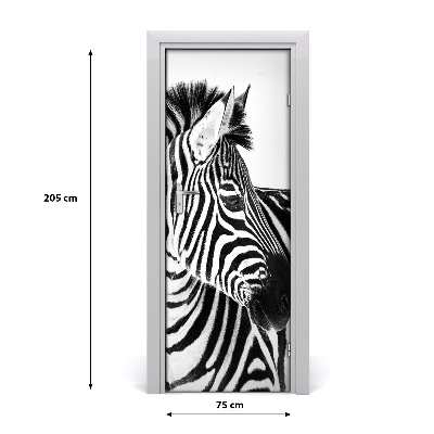 Self-adhesive door sticker Zebra in the snow