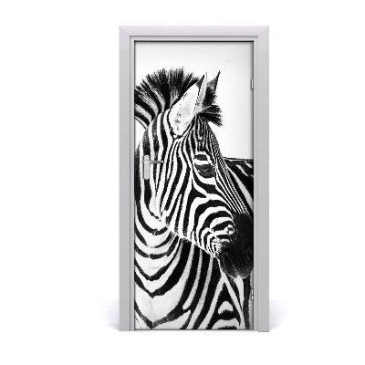 Self-adhesive door sticker Zebra in the snow
