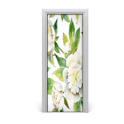 Self-adhesive door wallpaper Peonies