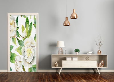 Self-adhesive door wallpaper Peonies