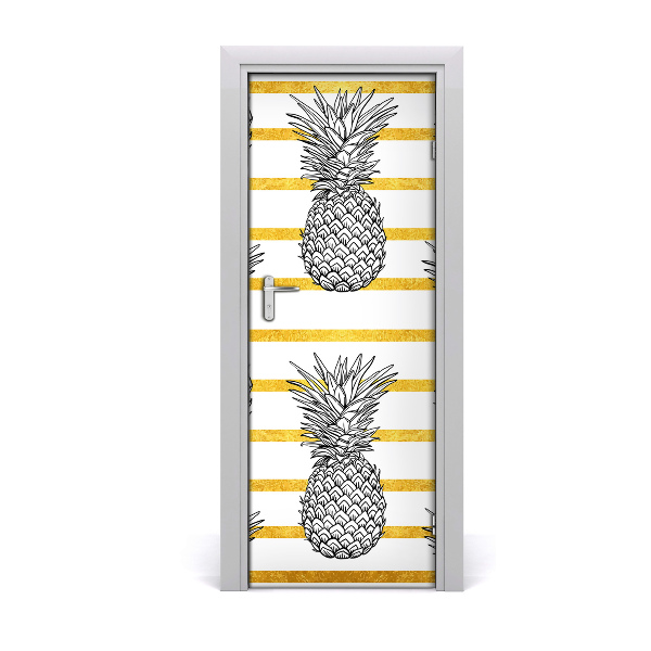 Self-adhesive door sticker Pineapples stripes