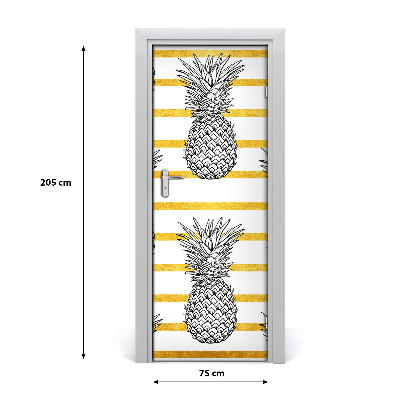 Self-adhesive door sticker Pineapples stripes