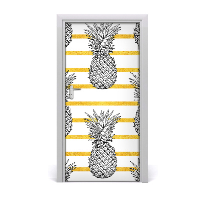 Self-adhesive door sticker Pineapples stripes