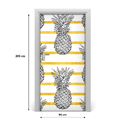 Self-adhesive door sticker Pineapples stripes