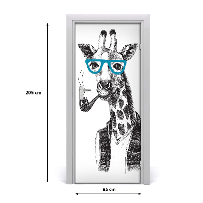 Self-adhesive door sticker Giraffes with glasses