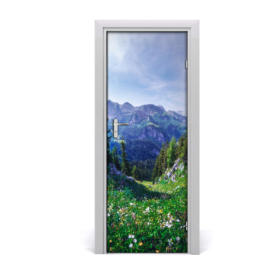 Self-adhesive door sticker Landscapes of the alps