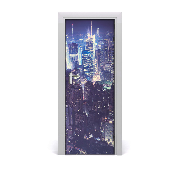 Self-adhesive door wallpaper Manhattan by night